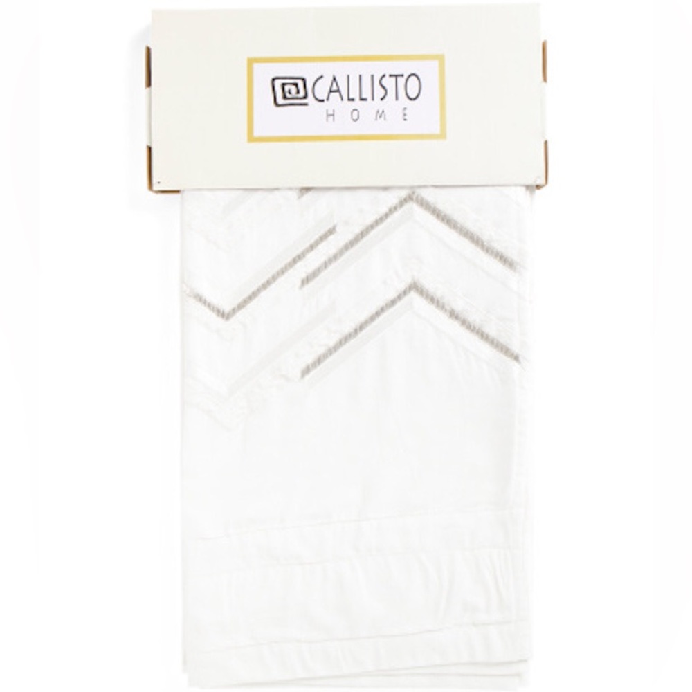 Callisto Home White Beaded Embroidered Curtain Panels